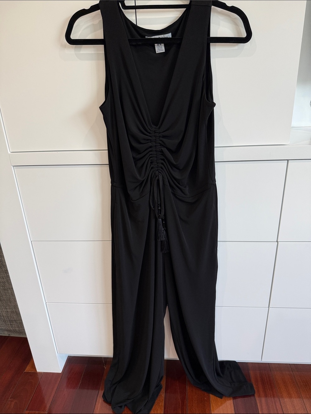 Black Ruched Front Jumpsuit